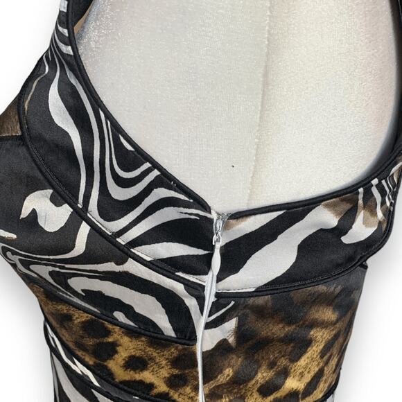 Vintage Y2K Cache Silk Animal Print Bustier Tank Top Zebra Leopard Clubwear XS - Picture 4 of 10